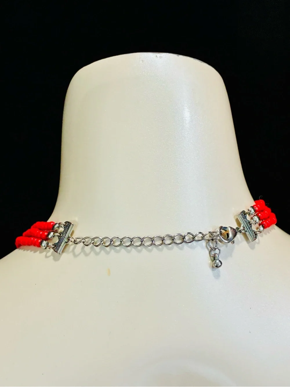 Bold Red Multi-Strand Chip Necklace Southwestern Festival Lightweight